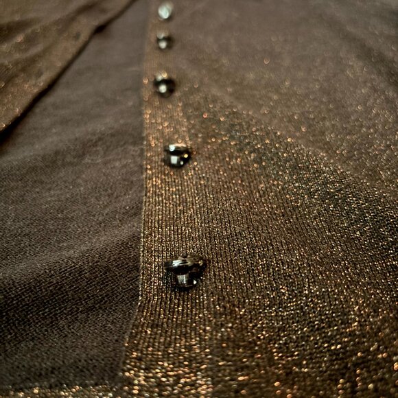 Banana Republic Petite PS Black Shimmer Button-Front Cardigan Sweater - Picture 3 of 8
